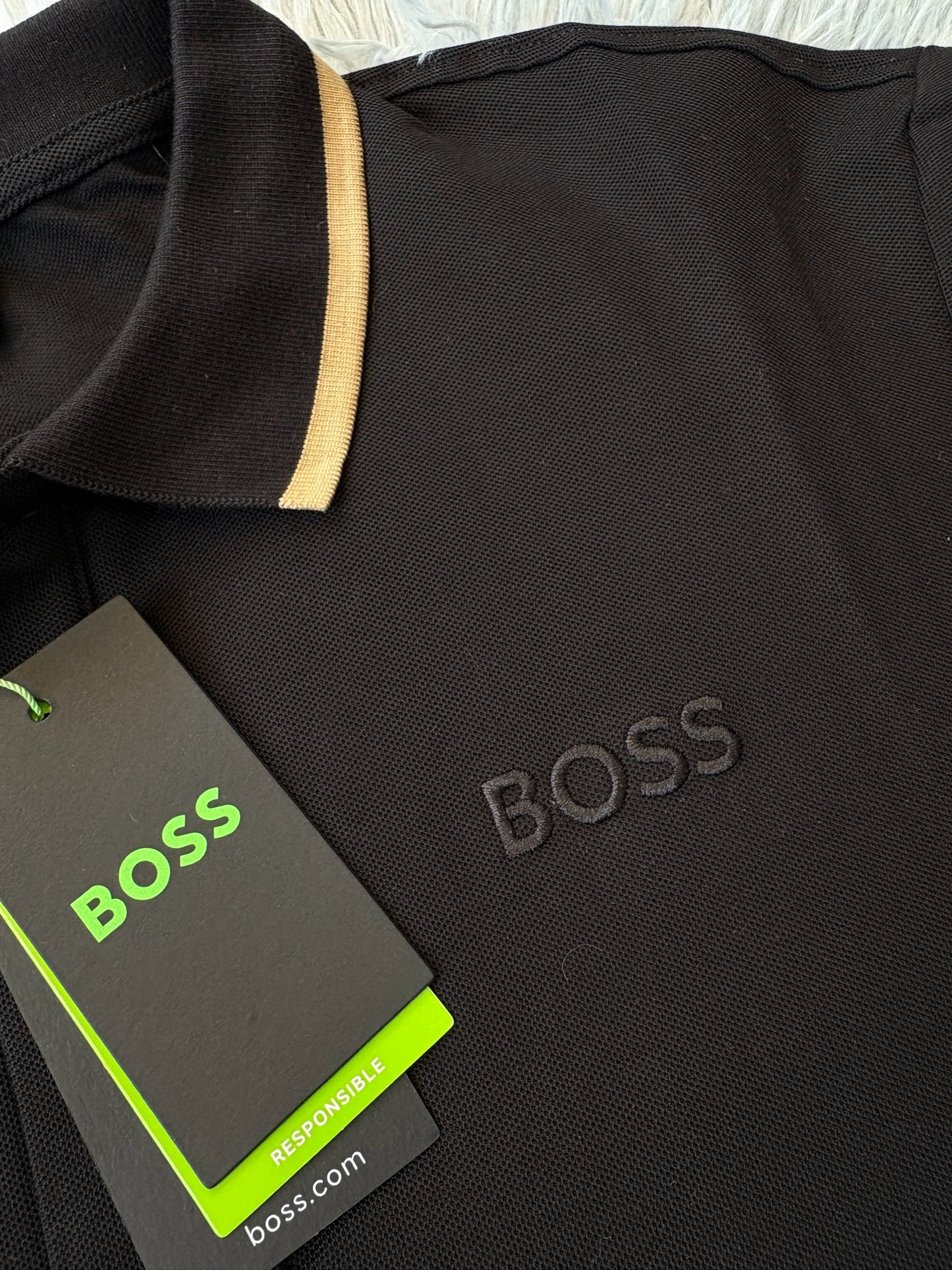 Camisa Boss Negro Cuello Delineado